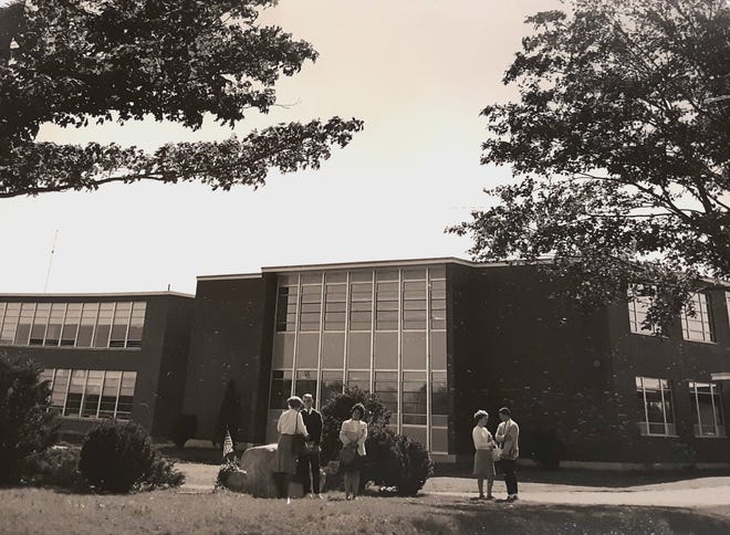 Somersworth High school circa 1958 just after the new school was built in 1956. Somersworth was the first public high school in New Hampshire. 